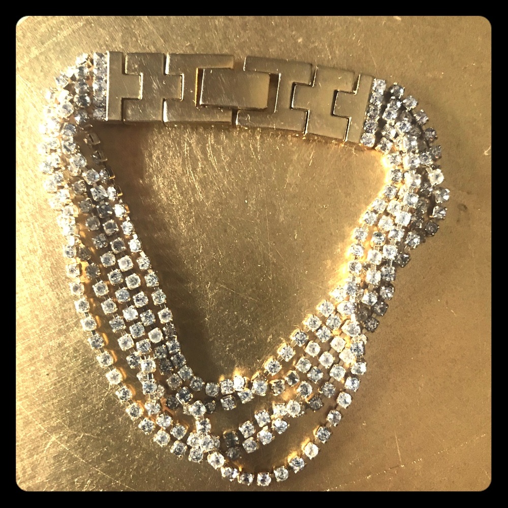 Five Strand Gold Plated Rhinestone Bracelet